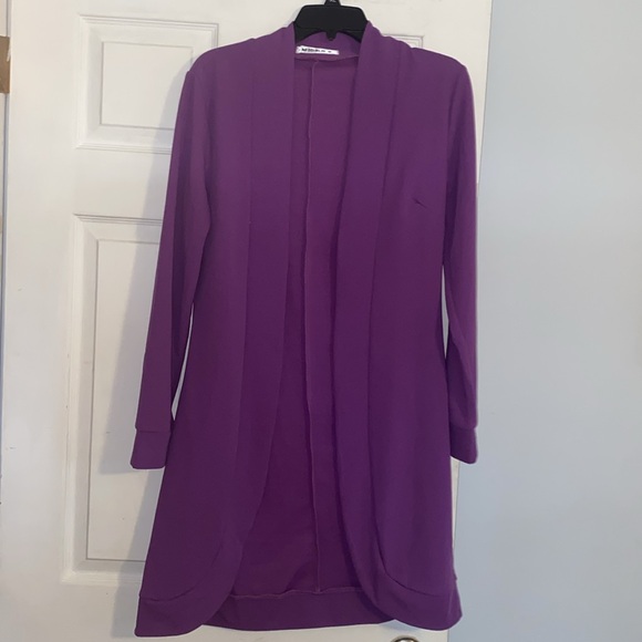 Doublju Bright Purple Open Style Cardigan Duster NWOT - Picture 4 of 9